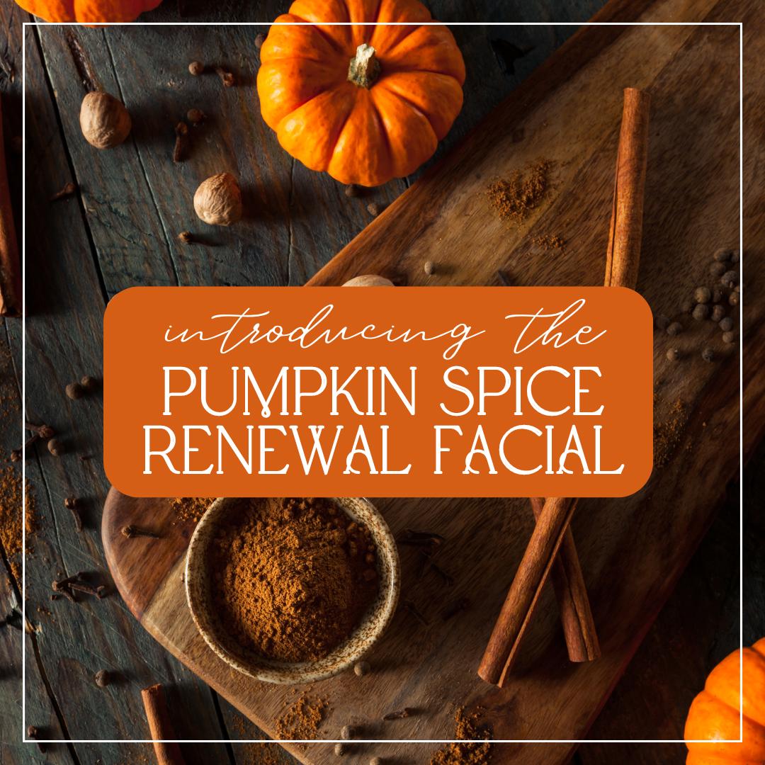 Autumn-inspired display of pumpkins and spices, highlighting the seasonal treatment at SolRae Wellness Spa that promotes radiant, rejuvenated skin.