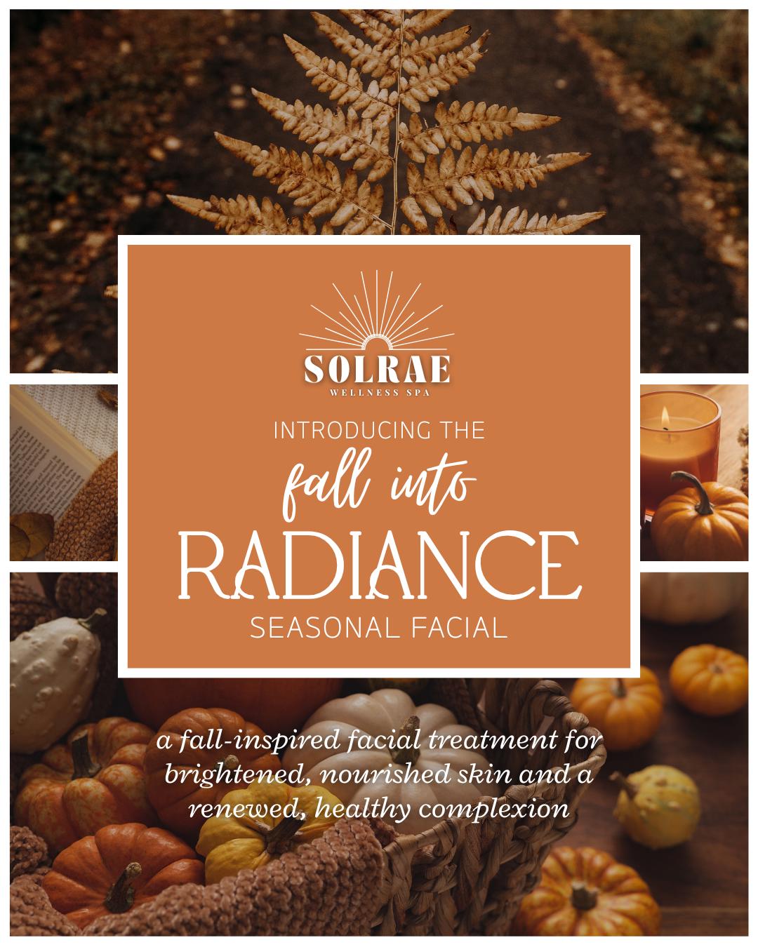 Autumn-inspired display of pumpkins and spices, highlighting the seasonal treatment at SolRae Wellness Spa that promotes radiant, rejuvenated skin.